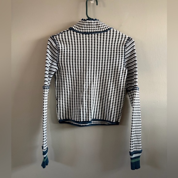 Free People - We the Free Cropped Turtleneck sweater Black White Blue XS - Picture 2 of 5